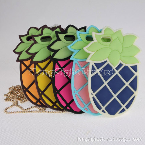3D Pineapple With Chain Silicone Case For iPhone 5